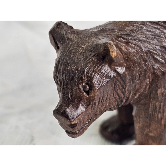 Wooden Ships Other - Vtg Carved Wooden Black Forest Toy Mini Bear with Steel Eyes – Germany or Swiss
